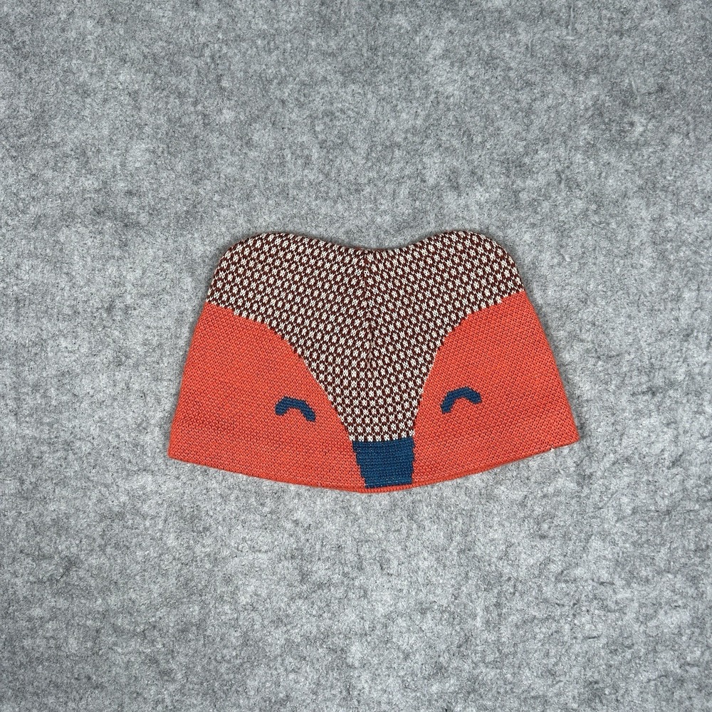 Patagonia beanie animal friends baby size 6-12M fox face orange cozy winter hat